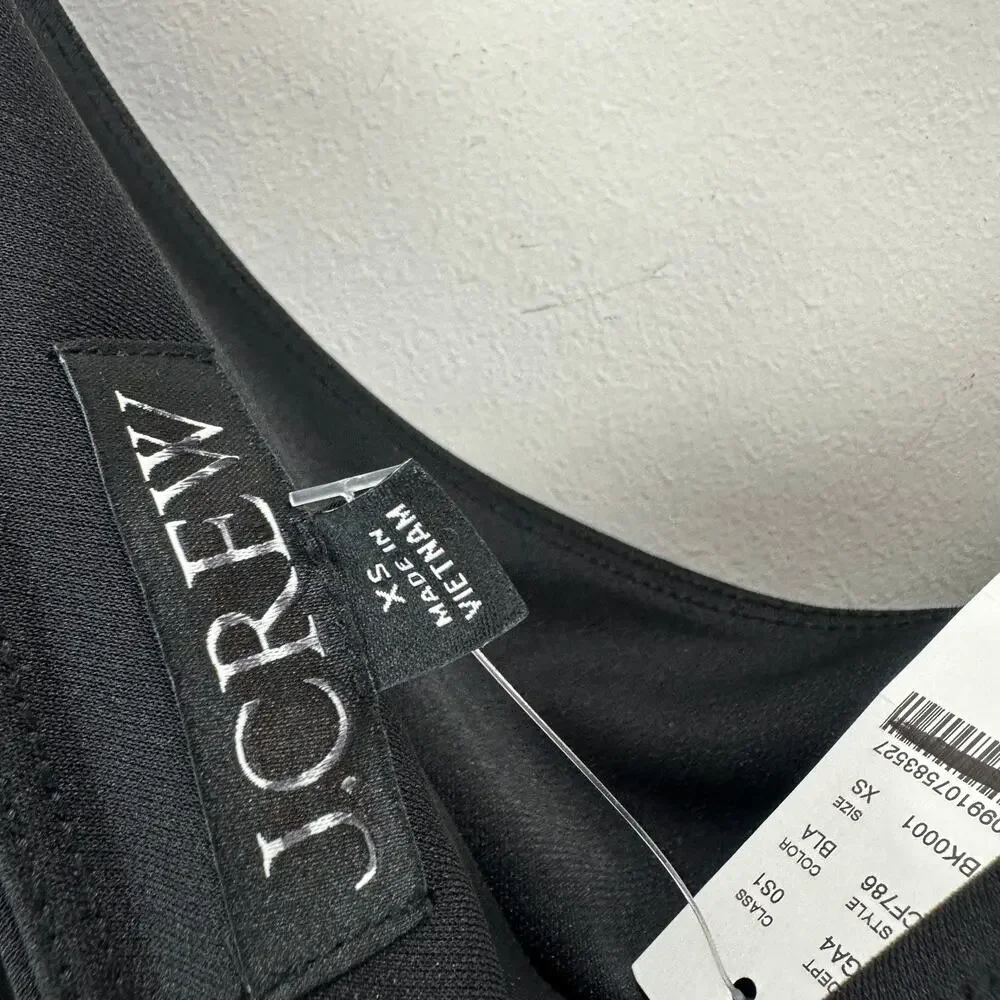 J.Crew One Shoulder Dress Jersey Knit Crepe Draped Ruched Long Black XS NWT